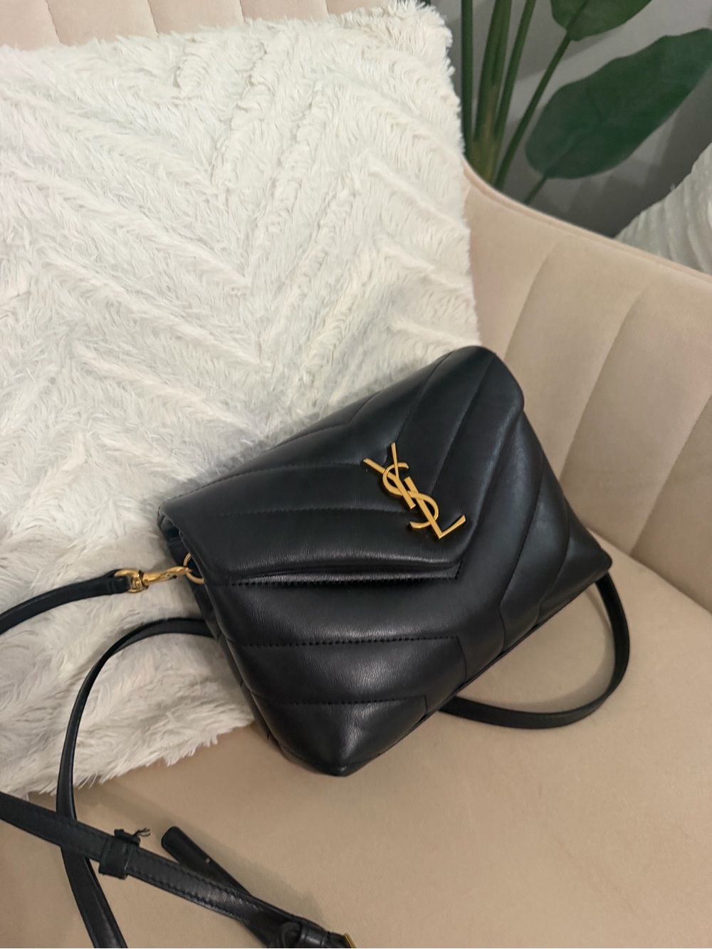 Saint Laurent YSL Loulou Toy Black Leather Crossbody Bag Gold Hardware